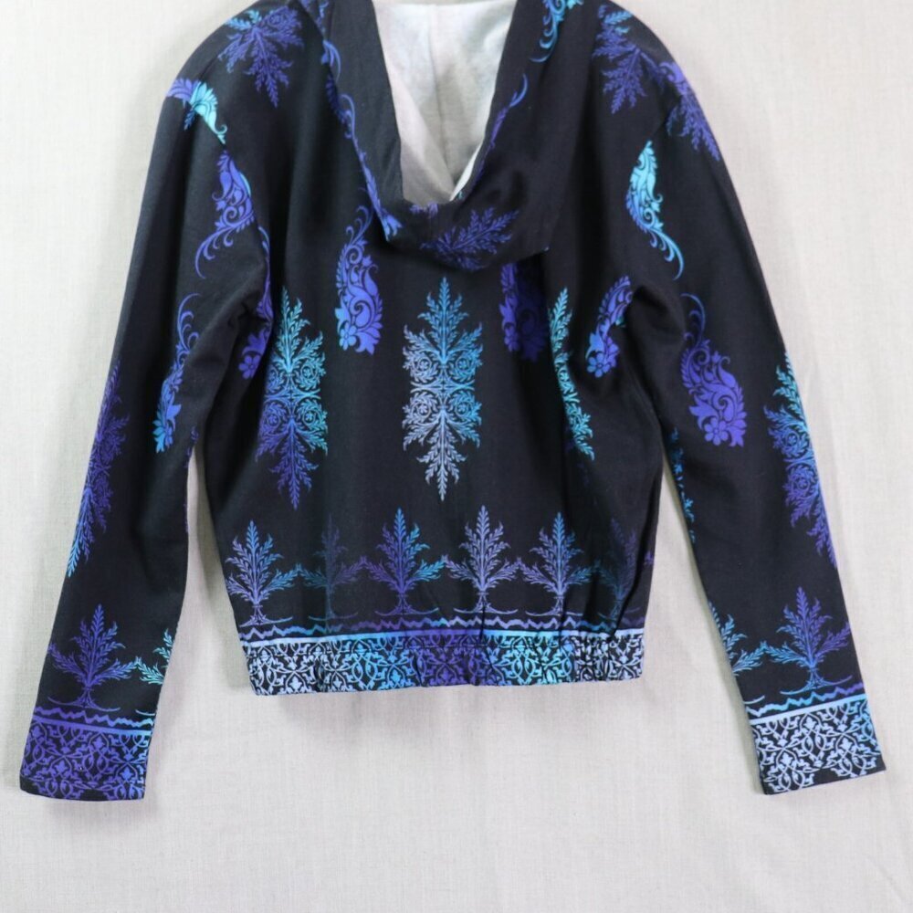 Pashma Arte Hoodie Women’s M Black Blue Cotton Fleece Hand Dyed Print NWT - Picture 4 of 16
